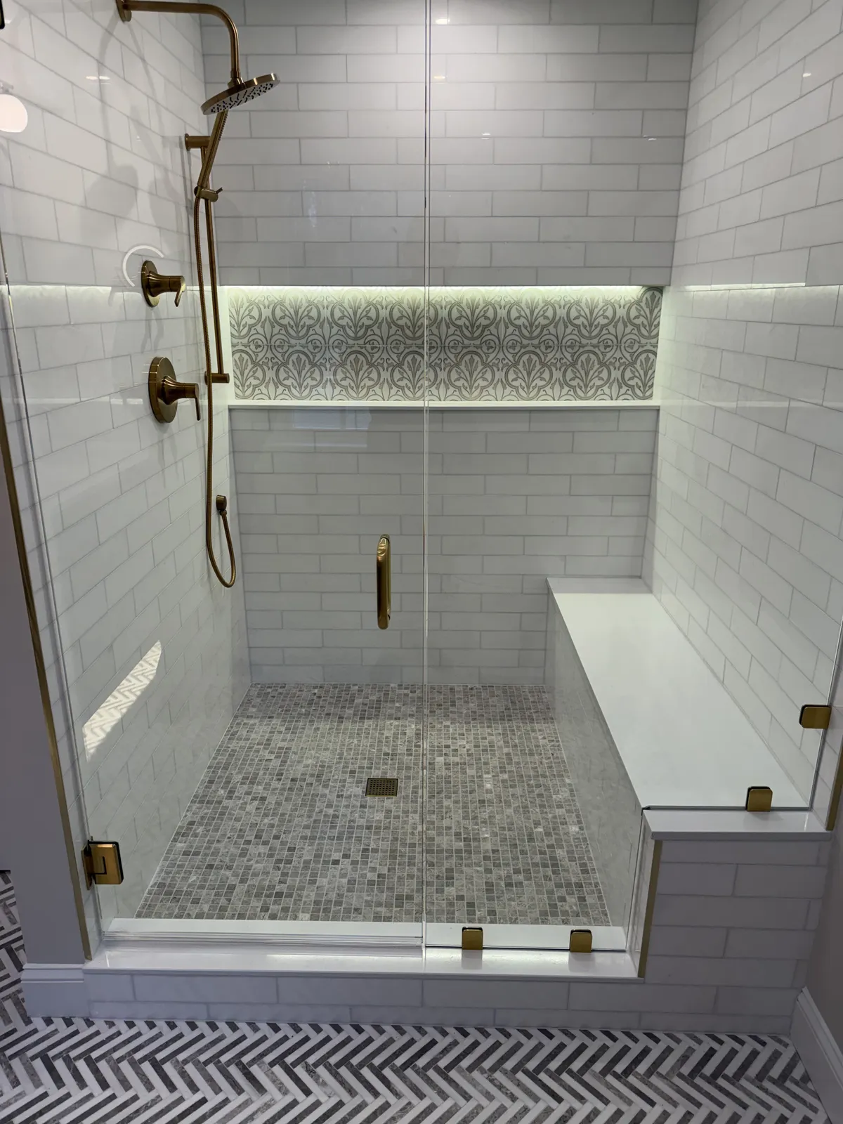 Bathroom vanity and tile detail — Milford Mills Tile