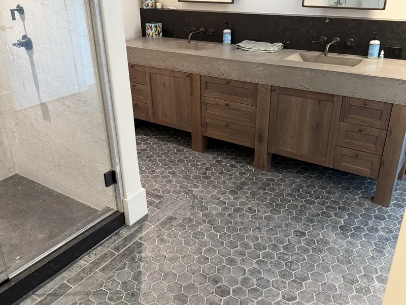 Heated floor tile installation — Milford Mills Tile