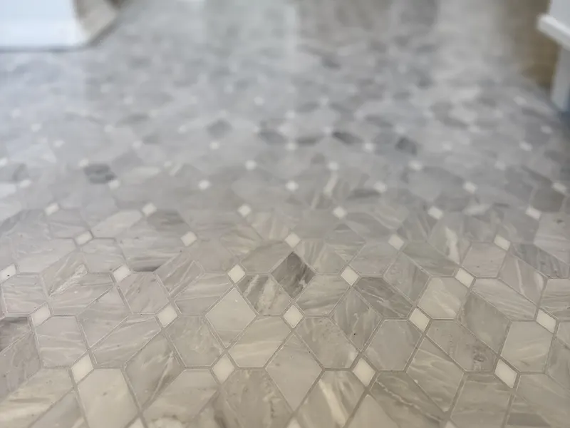 Tile floor installation detail — Milford Mills Tile