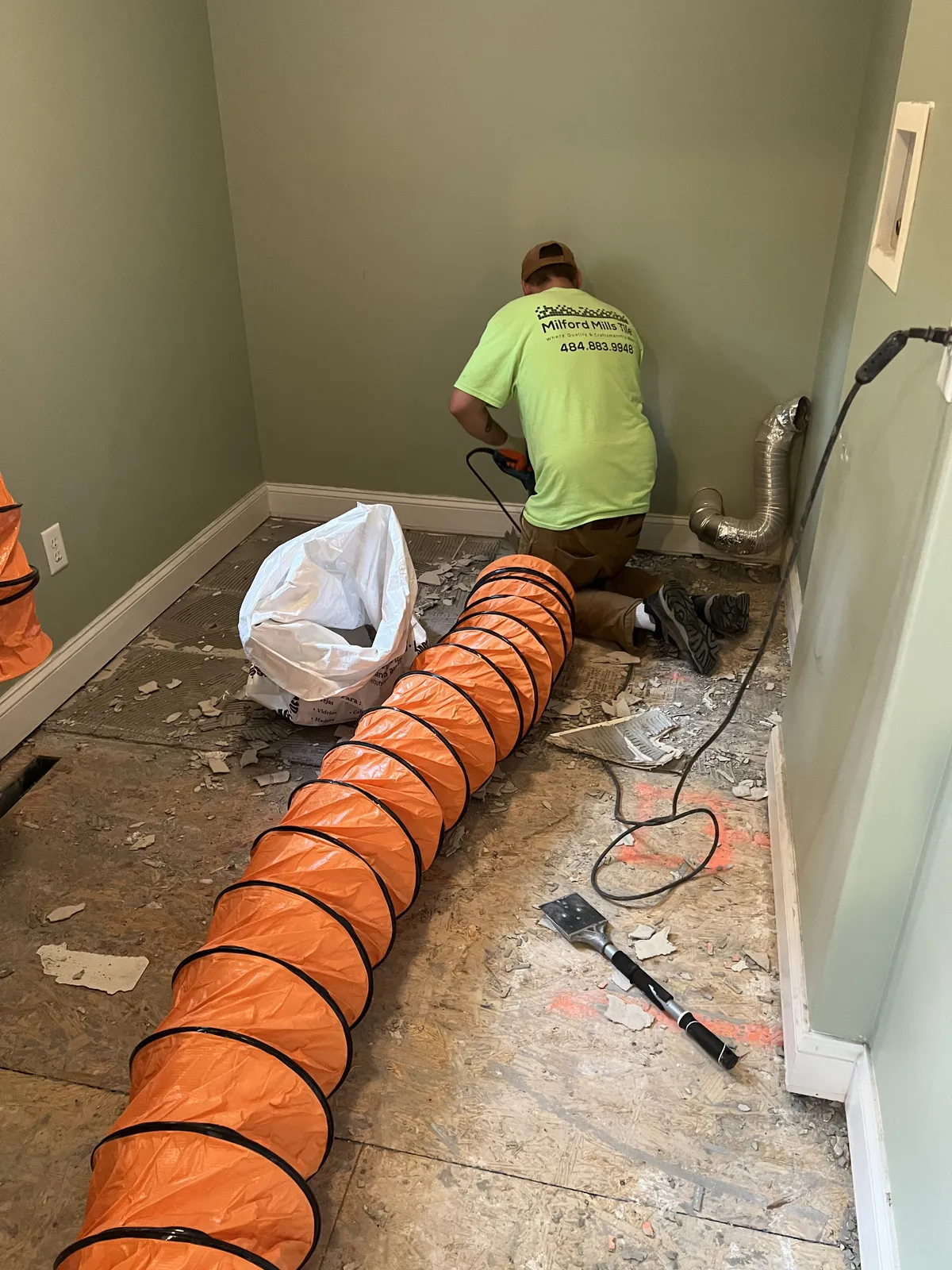 Milford Mills Tile team at work in a Chester County home